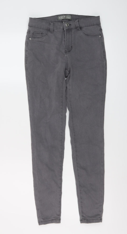 Denim & Co. Womens Grey Cotton Skinny Jeans Size 8 L28 in Regular Button