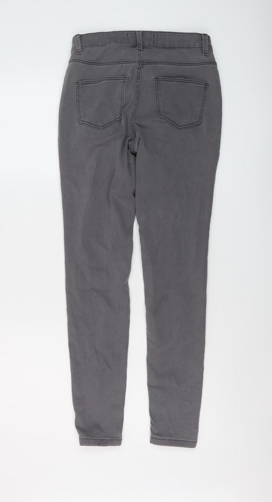 Denim & Co. Womens Grey Cotton Skinny Jeans Size 8 L28 in Regular Button