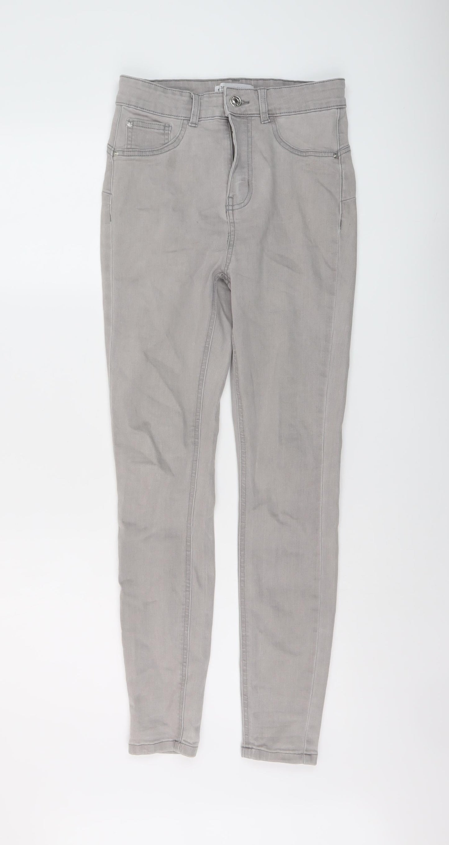 Denim & Co. Womens Grey Cotton Skinny Jeans Size 10 L27 in Regular Button