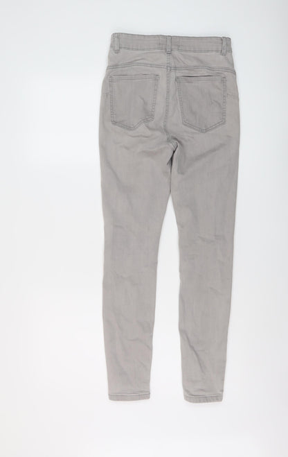 Denim & Co. Womens Grey Cotton Skinny Jeans Size 10 L27 in Regular Button