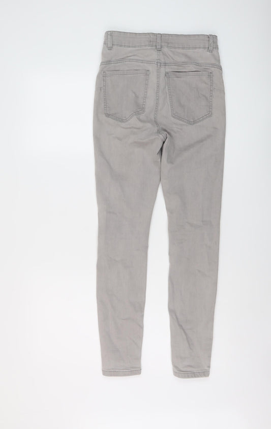 Denim & Co. Womens Grey Cotton Skinny Jeans Size 10 L27 in Regular Button