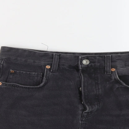 H&M Womens Grey Cotton Mini Skirt Size 12 Button