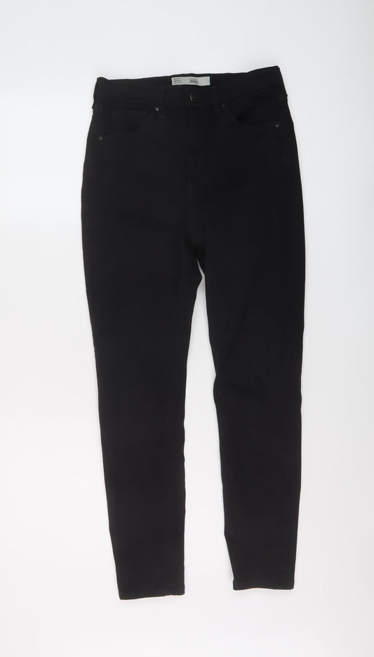Topshop Womens Black Cotton Skinny Jeans Size 28 in L26 in Regular Button
