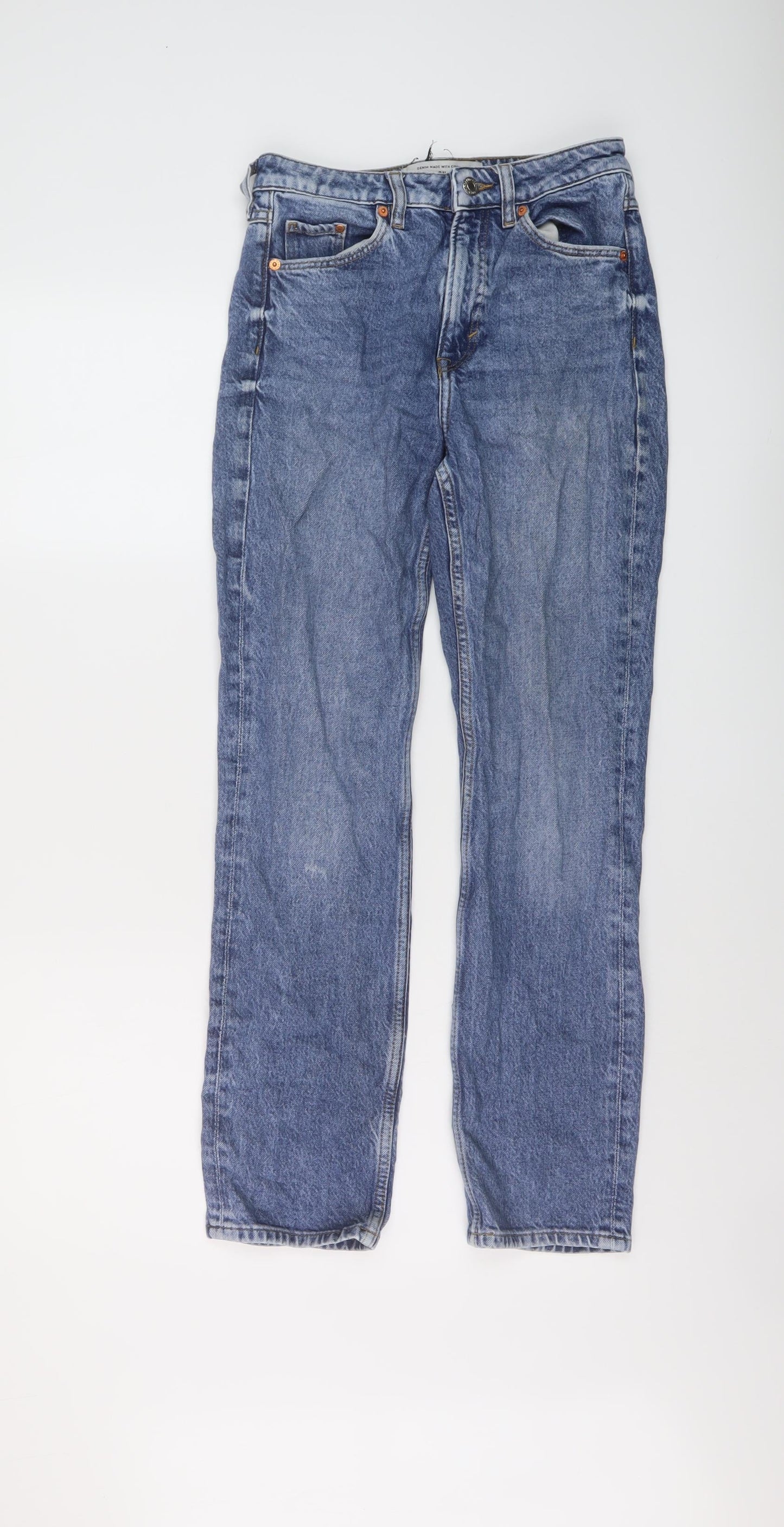 Womens UK Size 4 H&M Slim Fit Straight Blue Jeans