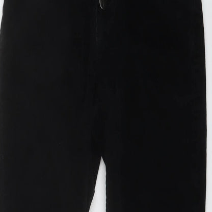 Denim & Co. Womens Black Cotton Trousers Size 10 L26 in Regular Button