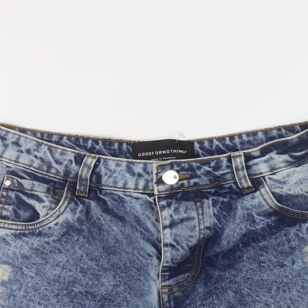 Good For Nothing Mens Blue Cotton Bermuda Shorts Size 30 in L10 in Regular Button