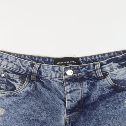 Good For Nothing Mens Blue Cotton Bermuda Shorts Size 30 in L10 in Regular Button