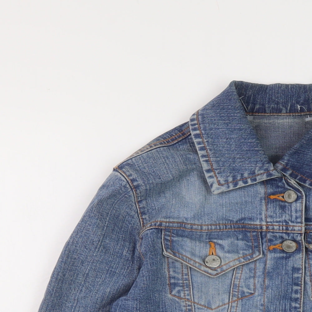 Denim & Co. Womens Blue Jacket Size 12 Button