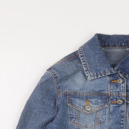 Denim & Co. Womens Blue Jacket Size 12 Button