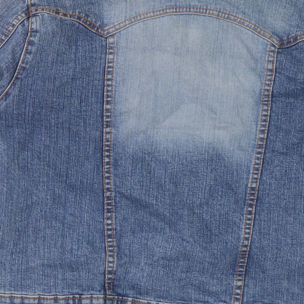 Denim & Co. Womens Blue Jacket Size 12 Button
