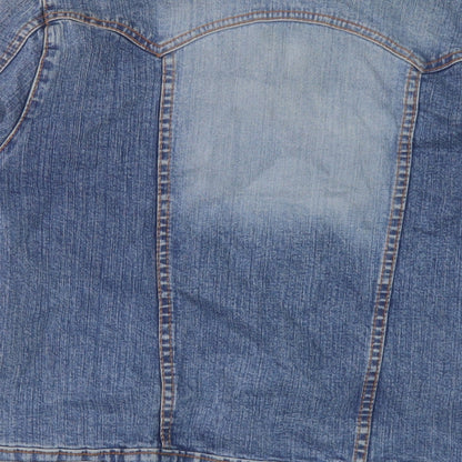 Denim & Co. Womens Blue Jacket Size 12 Button