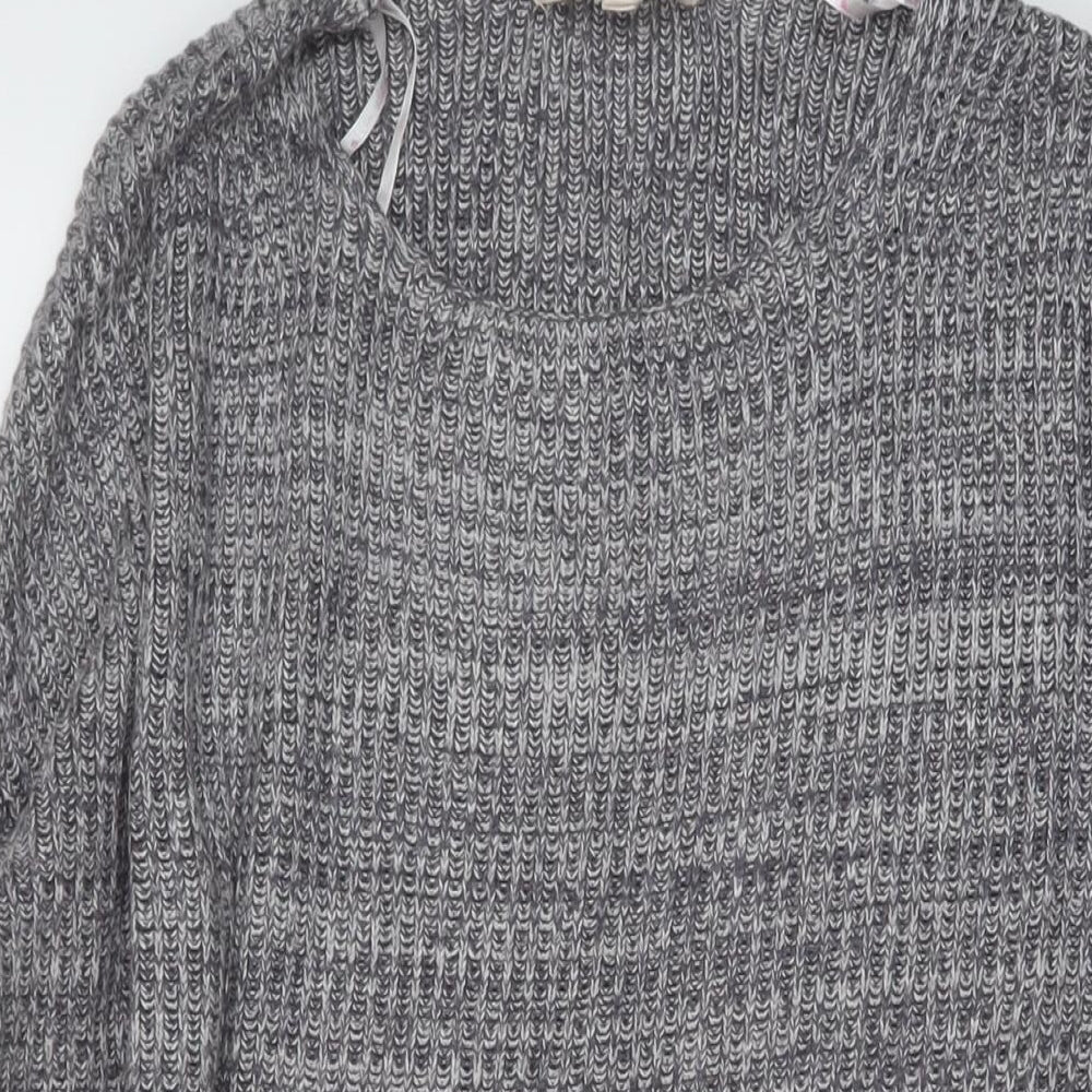 Lifestyle Womens Grey Round Neck Viscose Pullover Jumper Size 14