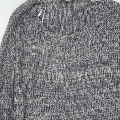 Lifestyle Womens Grey Round Neck Viscose Pullover Jumper Size 14