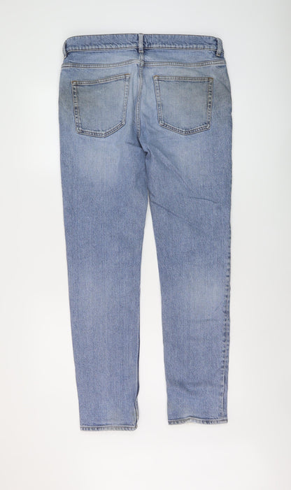 COS Mens Blue Cotton Straight Jeans Size 32 in L30 in Regular Button