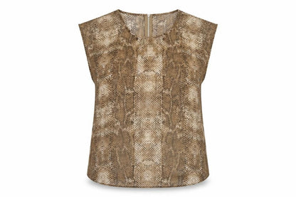 Wallis Womens Brown Animal Print Polyester Basic T-Shirt Size M Round Neck