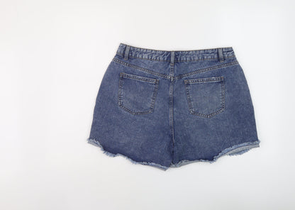 nUT,MEG Womens Blue Cotton Boyfriend Shorts Size 12 L4 in Regular Button