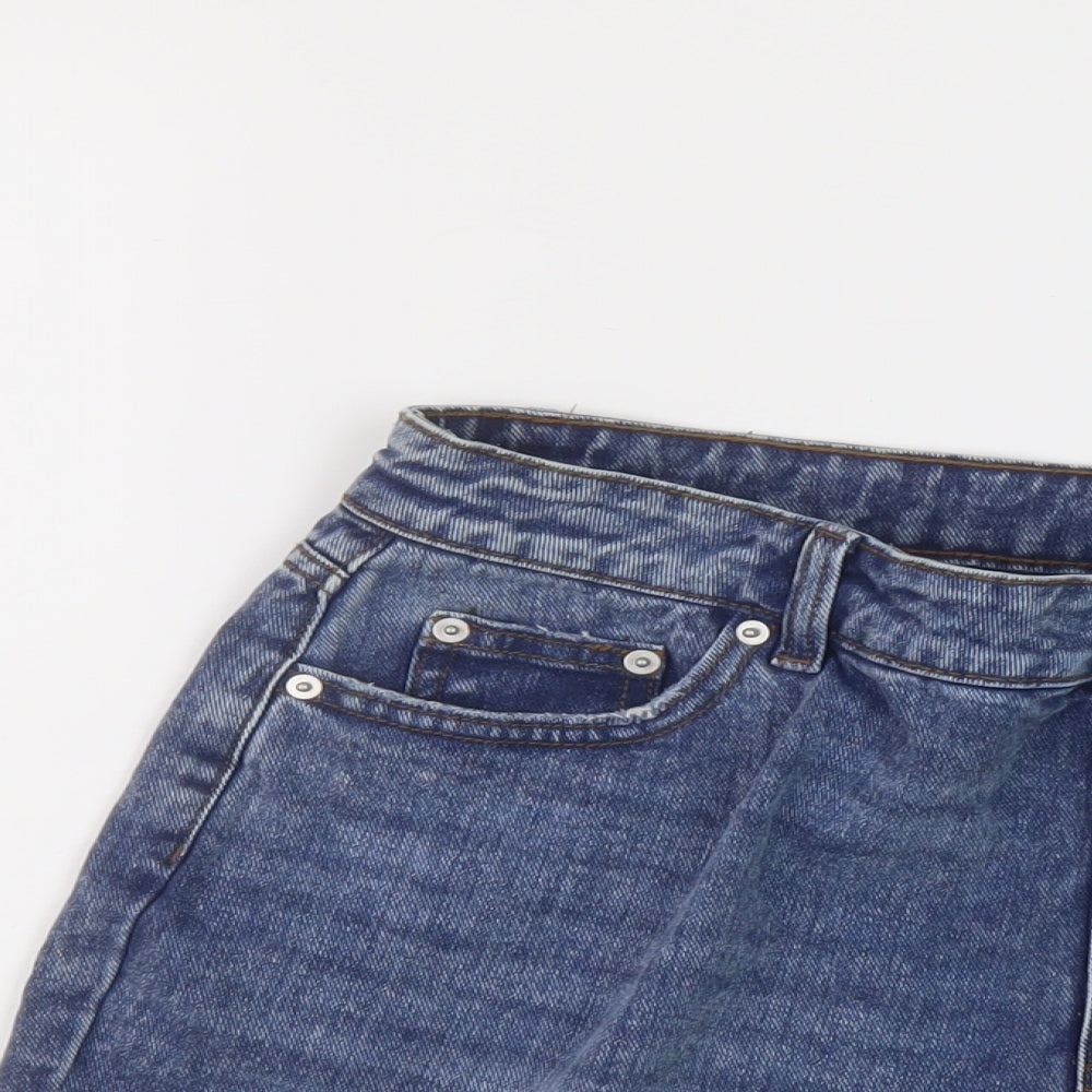 nUT,MEG Womens Blue Cotton Boyfriend Shorts Size 12 L4 in Regular Button