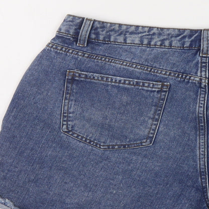 nUT,MEG Womens Blue Cotton Boyfriend Shorts Size 12 L4 in Regular Button
