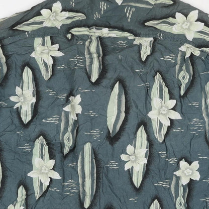 Route 66 Mens Blue Geometric Viscose Button-Up Size XL Collared Button - Vintage Surf Board Print