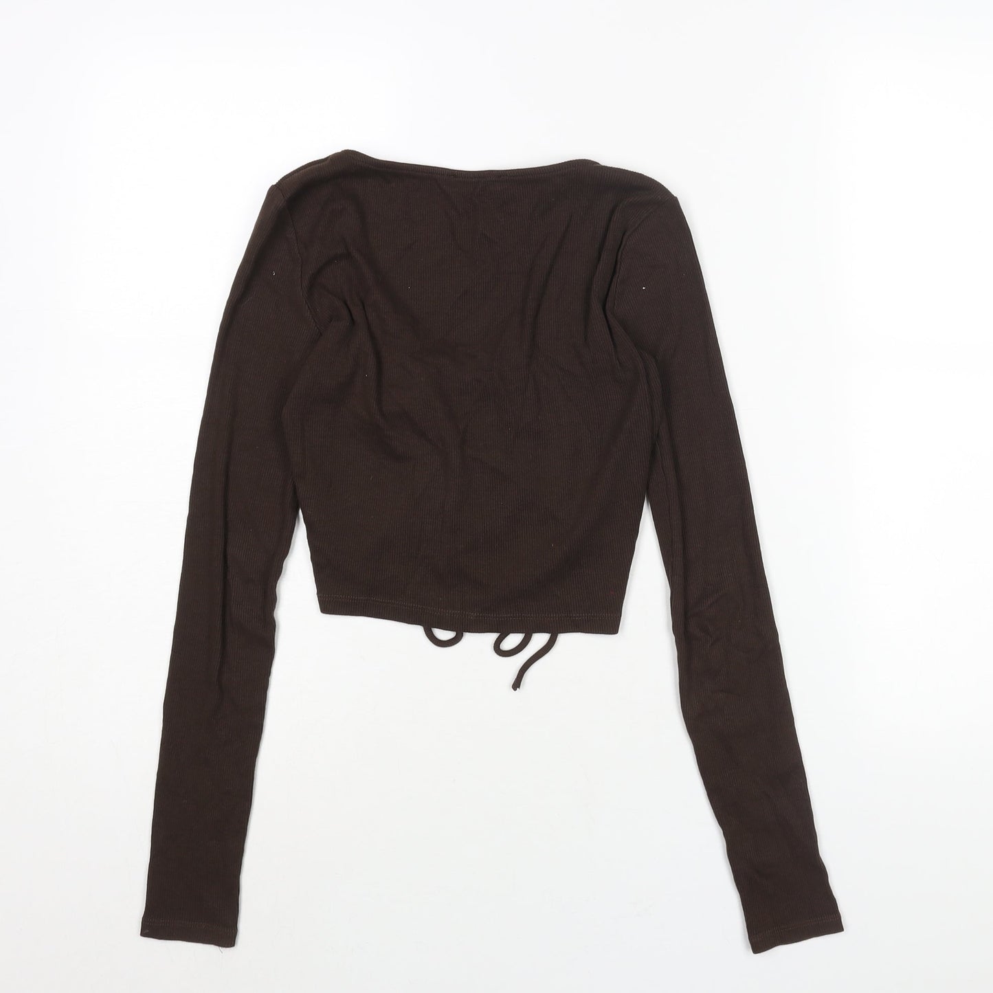 Womens UK Size M Zara Brown Cropped Blouse