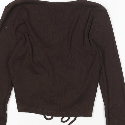 Womens UK Size M Zara Brown Cropped Blouse