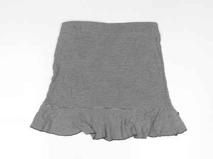 H&M Womens Black Striped Polyester A-Line Skirt Size 32 in - Wrap Style Frill