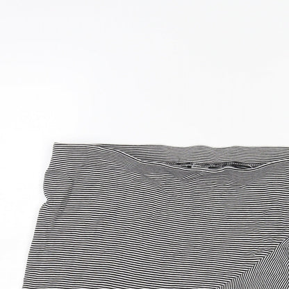 H&M Womens Black Striped Polyester A-Line Skirt Size 32 in - Wrap Style Frill