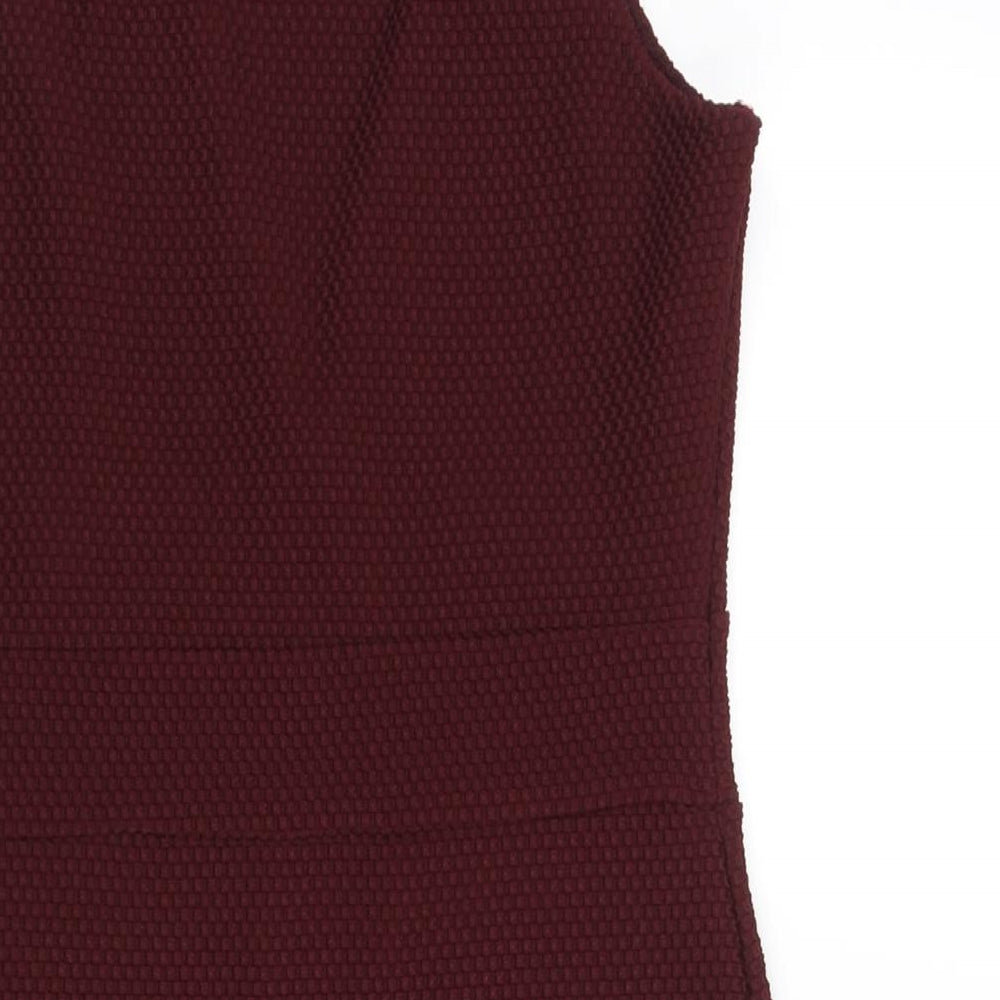 Boohoo Womens Red Polyester Bodycon Size 12 V-Neck Pullover - Textured