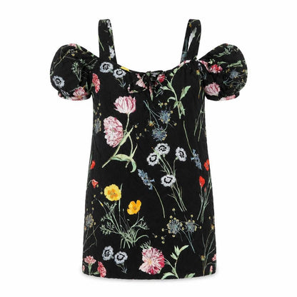 Paraphrase Womens Black Floral Polyester Mini Size 10 Square Neck Tie - Cold Shoulder