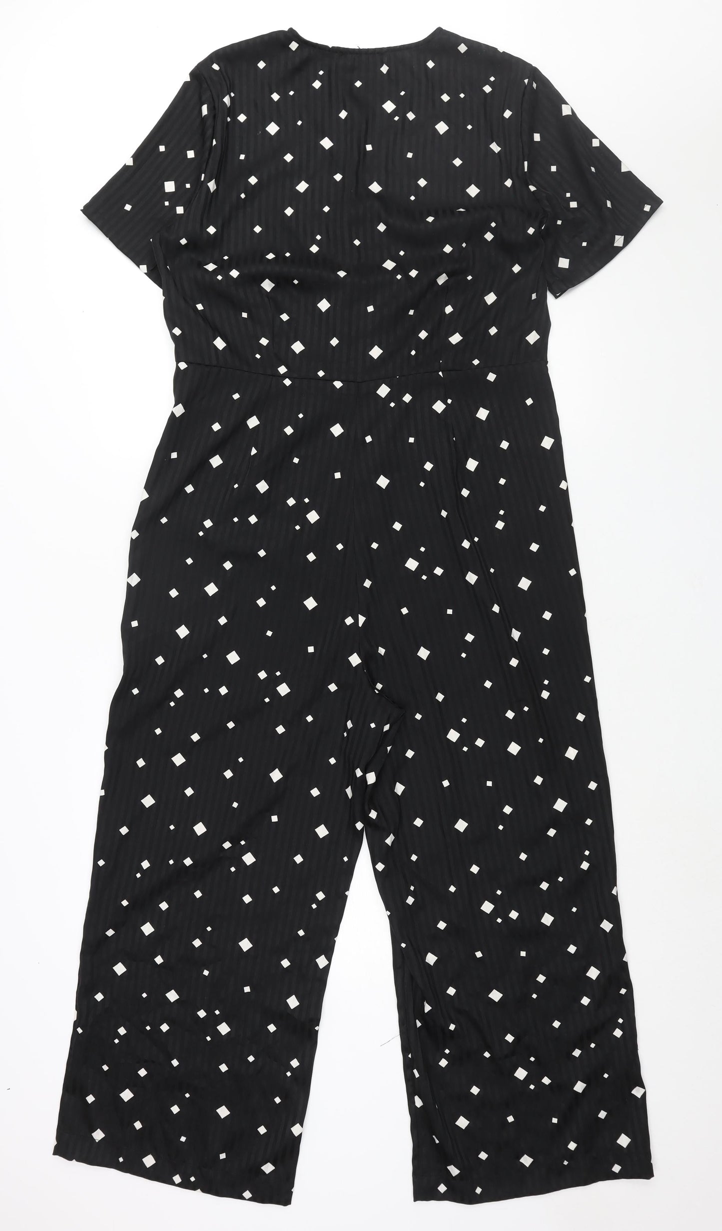 Pieces Womens Black Geometric Polyester Jumpsuit One-Piece Size XL L25 in Zip - Button