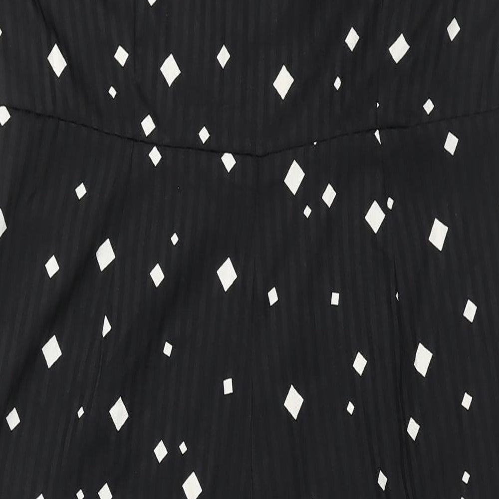 Pieces Womens Black Geometric Polyester Jumpsuit One-Piece Size XL L25 in Zip - Button