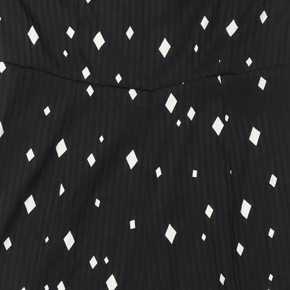 Pieces Womens Black Geometric Polyester Jumpsuit One-Piece Size XL L25 in Zip - Button
