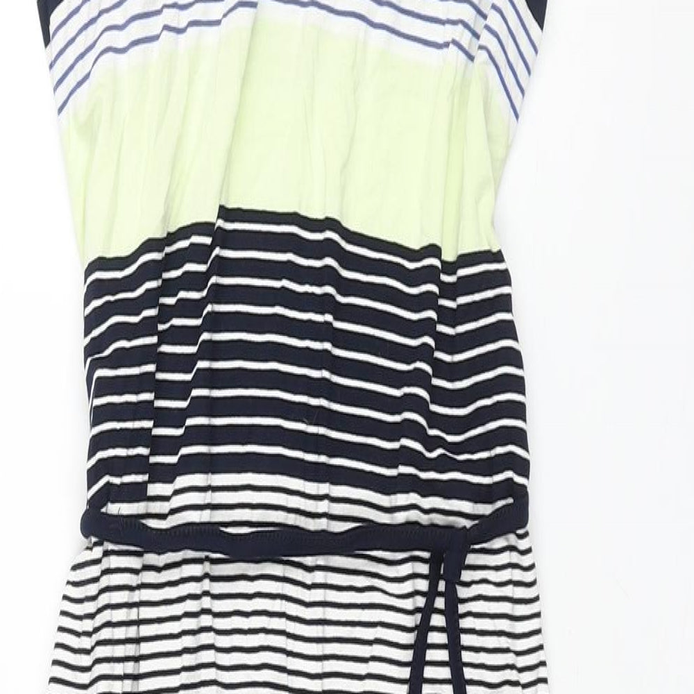 Oasis Womens Multicoloured Striped Viscose Shift Size XS V-Neck Pullover - Belted