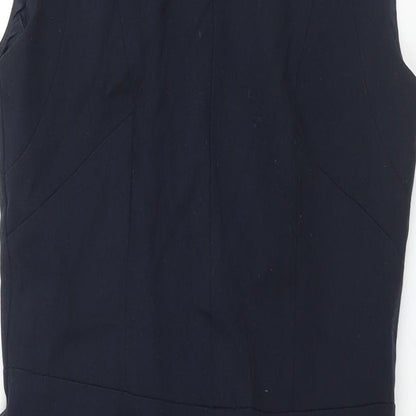 Marks and Spencer Womens Blue Polyester Pencil Dress Size 12 Round Neck Zip