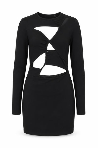 Luxe To Kill Womens Black Polyester Bodycon Size 10 Round Neck Pullover - Cut Out Backless