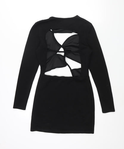 Luxe To Kill Womens Black Polyester Bodycon Size 10 Round Neck Pullover - Cut Out Backless