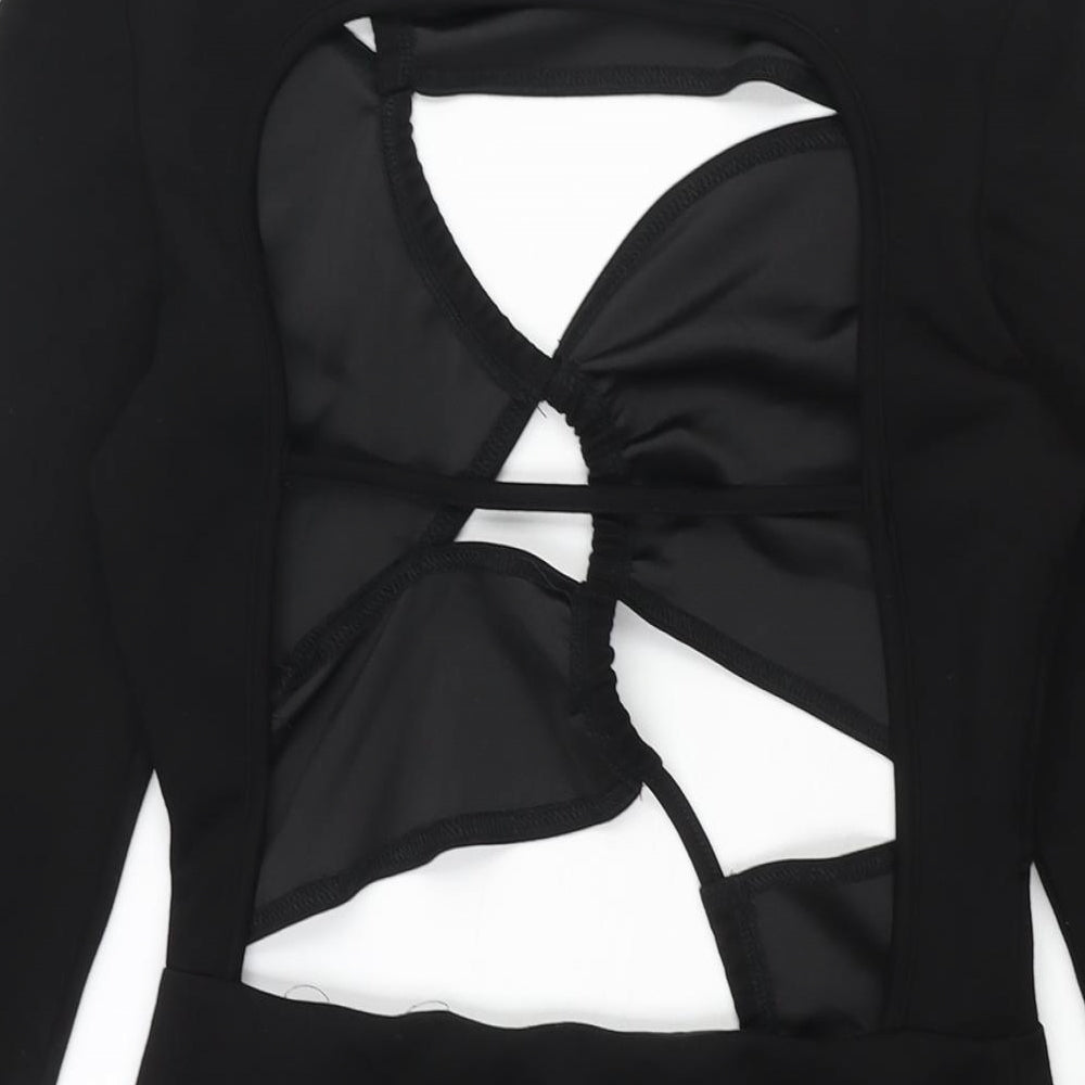 Luxe To Kill Womens Black Polyester Bodycon Size 10 Round Neck Pullover - Cut Out Backless