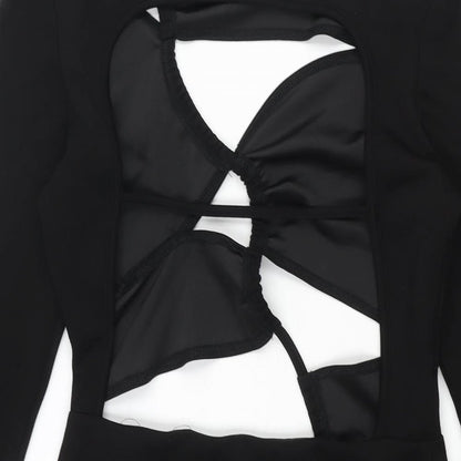 Luxe To Kill Womens Black Polyester Bodycon Size 10 Round Neck Pullover - Cut Out Backless