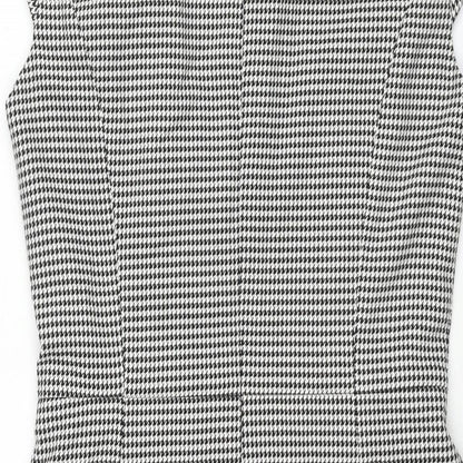 H&M Womens Black Houndstooth Polyester Shift Size 10 Round Neck Zip - Vented