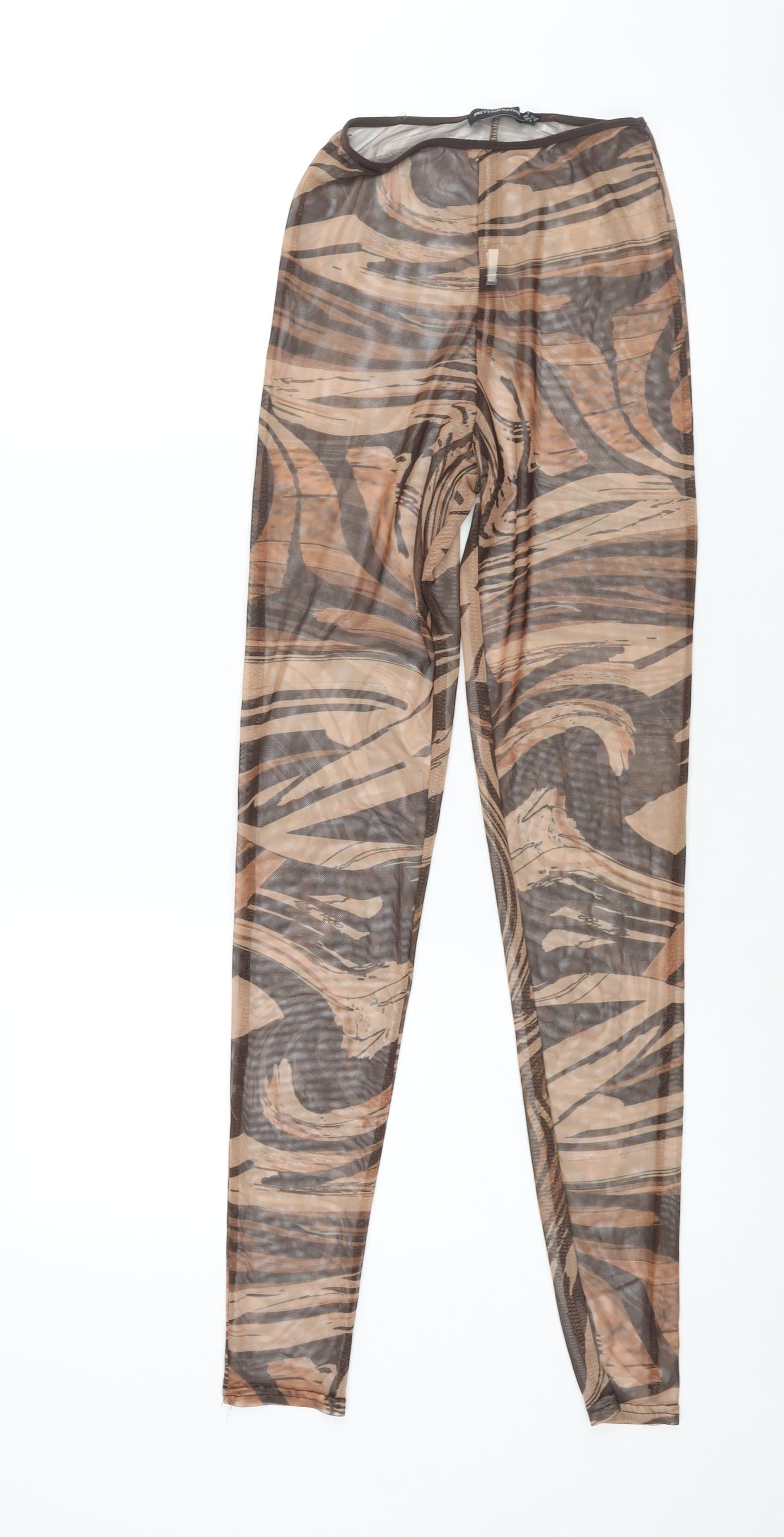 Womens UK Size 6 PRETTYLITTLETHING  Cropped Brown Leggings