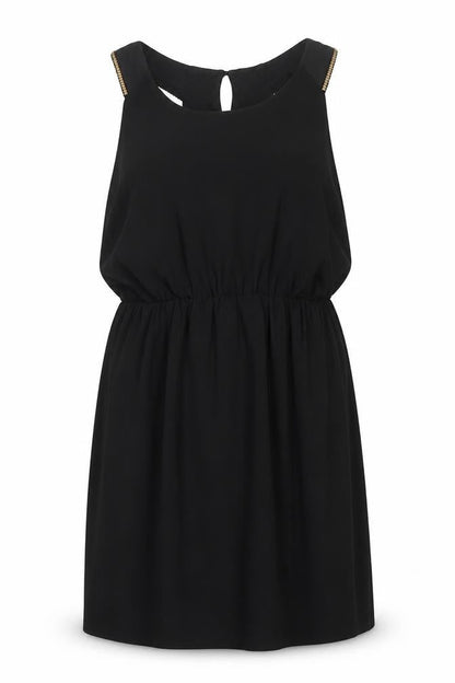 Coast Womens Black Polyester Shift Size 14 Round Neck Zip - Stud Detail