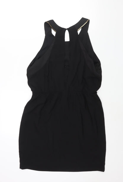 Coast Womens Black Polyester Shift Size 14 Round Neck Zip - Stud Detail