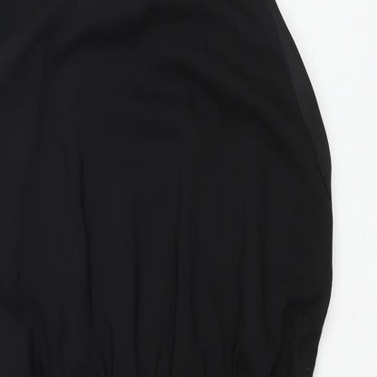 Coast Womens Black Polyester Shift Size 14 Round Neck Zip - Stud Detail