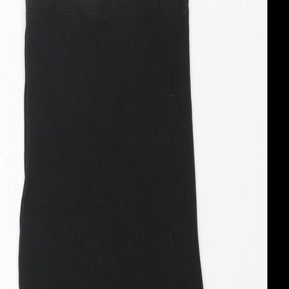 Zara Womens Black Cotton Mini Size S Square Neck Pullover - Ribbed