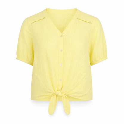 Womens UK Size 14 Cotton Traders Yellow Basic Button-Up