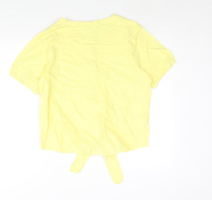 Womens UK Size 14 Cotton Traders Yellow Basic Button-Up