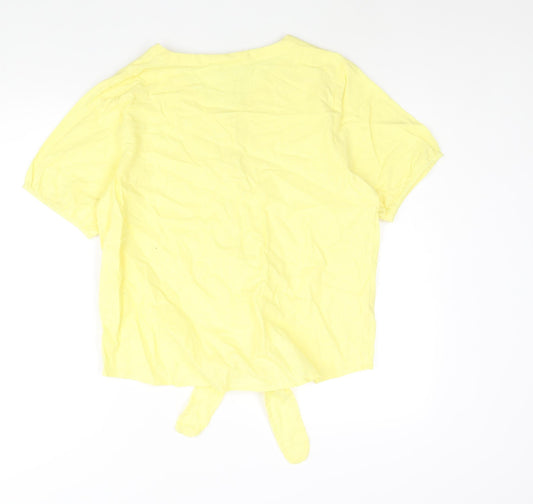 Womens UK Size 14 Cotton Traders Yellow Basic Button-Up