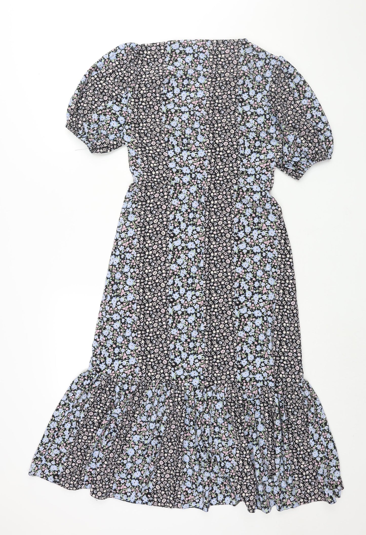 Miss Selfridge Womens Multicoloured Floral Polyester Shift Size 6 V-Neck Button