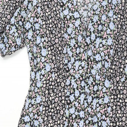 Miss Selfridge Womens Multicoloured Floral Polyester Shift Size 6 V-Neck Button