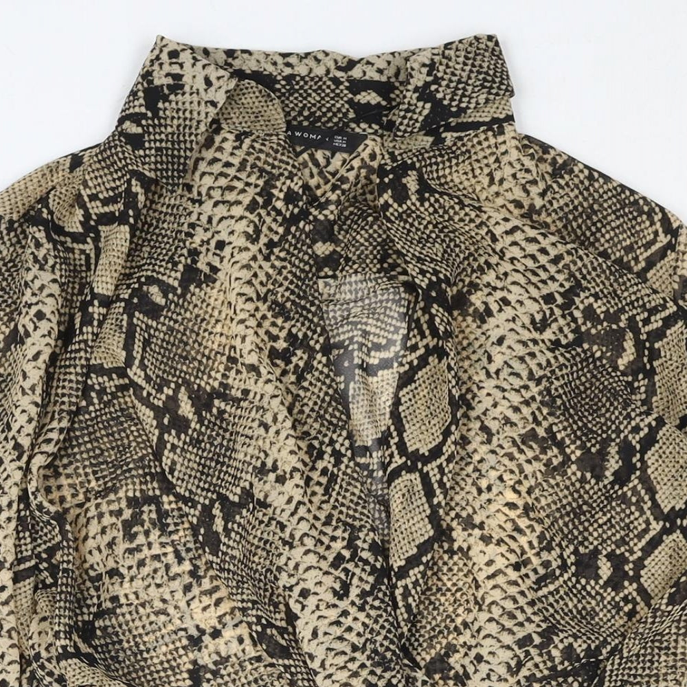 Womens UK Size M Zara Brown Tunic Blouse